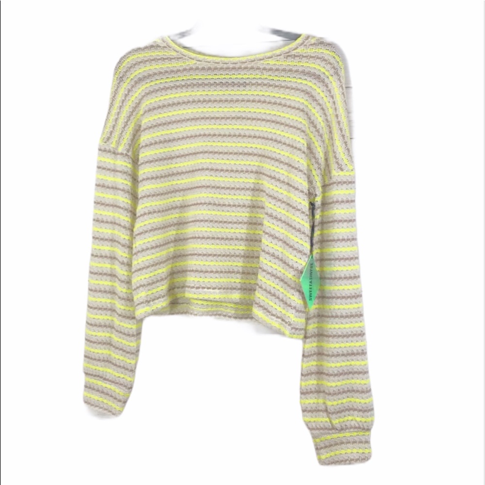 Sweet & Sinful Brown & Yellow Loose Sweater - Sz L